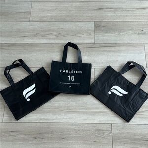 Fabletics Black Reusable Vinyl Tote Trio